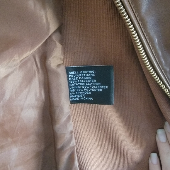 ANA Women's brown faux leather jacket size XL Stretch with pockets Like New - Picture 6 of 7